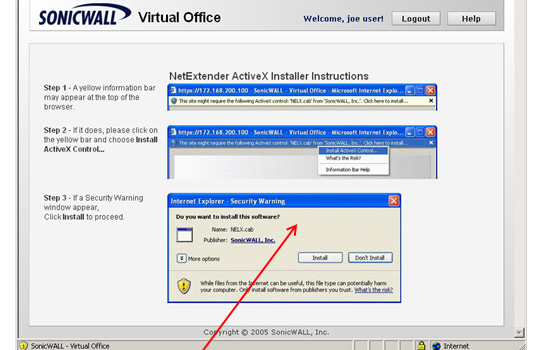 configure sonicwall netextender