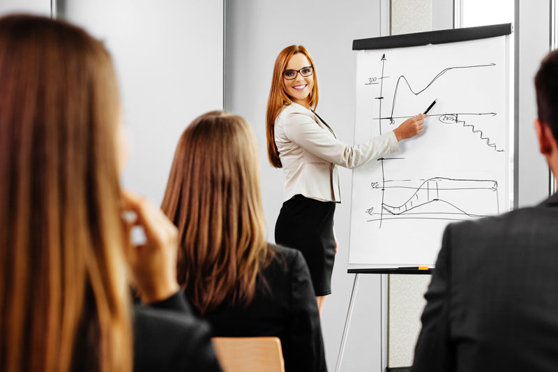 woman giving presentation