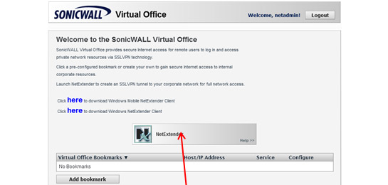sonicwall netextender no internet access